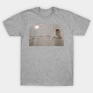 Morning Frosty Bird on Cherry Branch T-Shirt